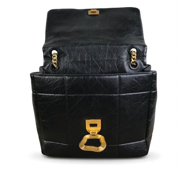 SONGMONT Large Calf Leather Chocolate Bag Onyx Black Luxury Old Money Classic - Picture 9 of 16